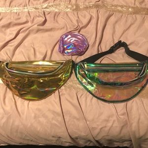 2 fanny packs with a coin pouch